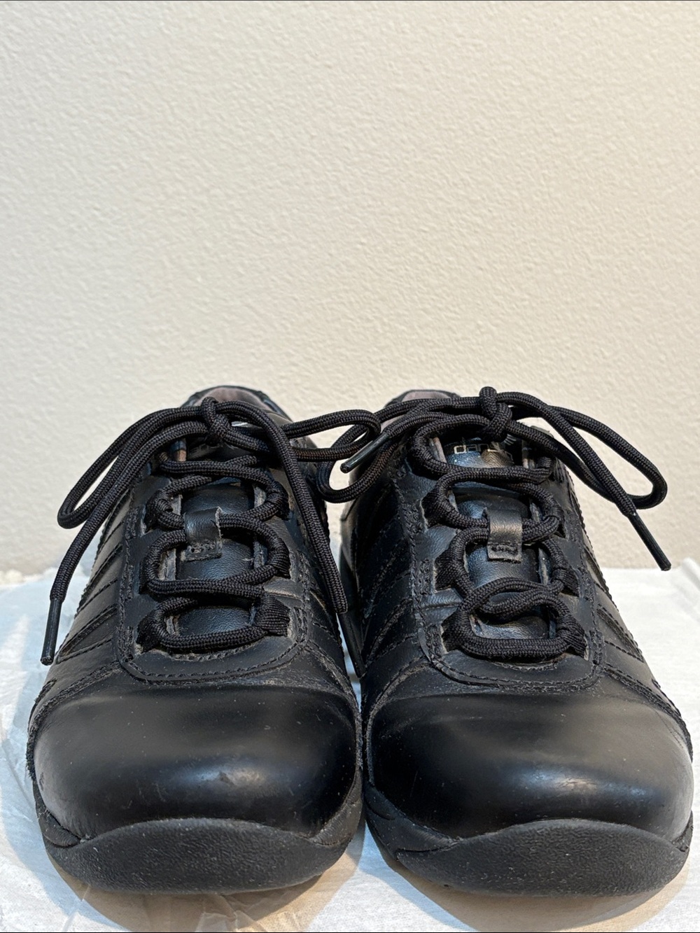 Dansko Black Lace-Up Leather Comfort Sneakers